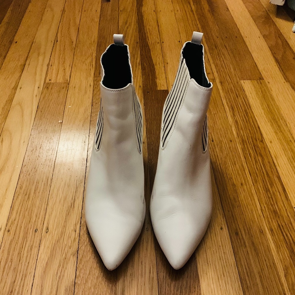 White Bleecker and Bond Booties with kitten heel